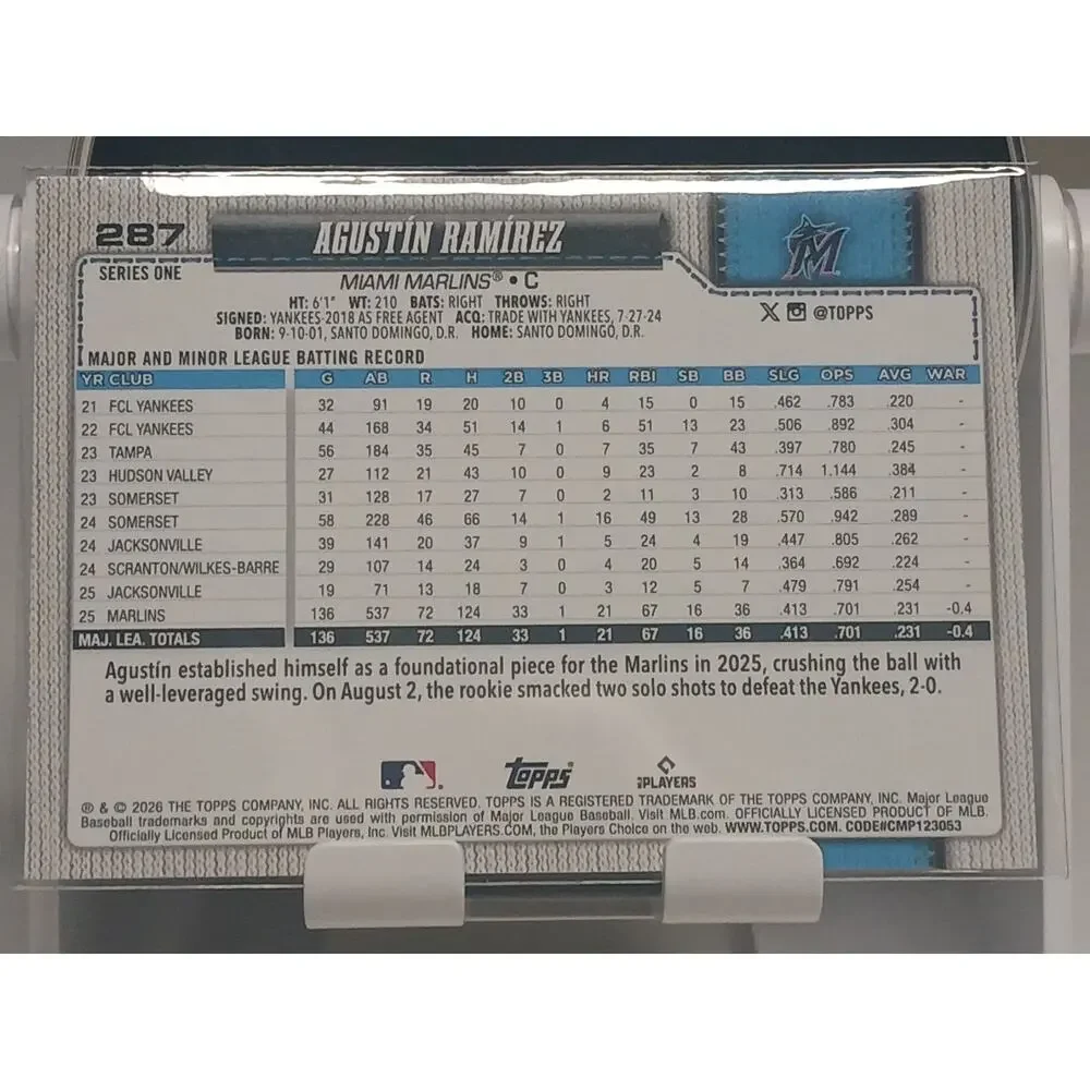 Agustin Ramirez 287 2026 Topps 75